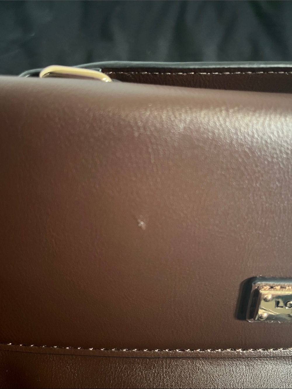 London Fog Brown Leather Satchel with Top Handle - Picture 7 of 8